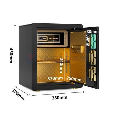 Bloqueio de impressões digitais Smart Home Safe Box Alarme duplo 26kg ((Negro)