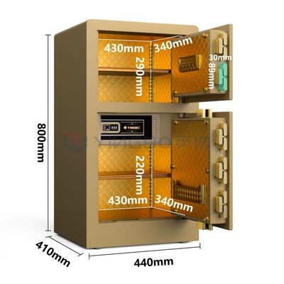 Caixa de segurança de bloqueio de impressões digitais de semicondutor para segurança doméstica YB/RS-80D Caixa de segurança de bloqueio biométrico de ouro