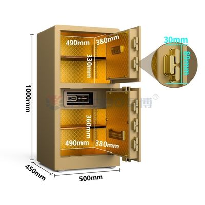 Impressões digitais Bloqueio de Segurança Casa Caixa de segurança H1000mm Ouro YB/RS-100D