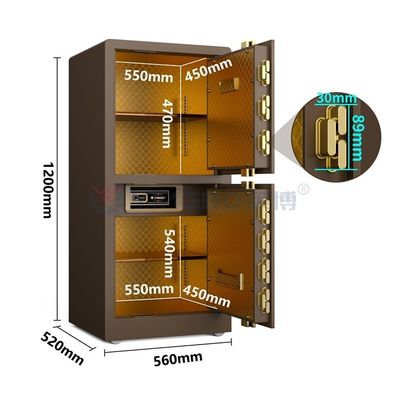 95kg Smart Home Safe Fingerprint Lock Porta Dupla YB/RS-120D Café