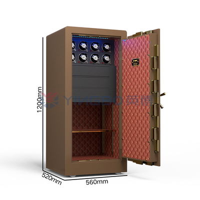 Alarme duplo Solid Steel Jewelry Watch Winder Safes com 7 vias abertas