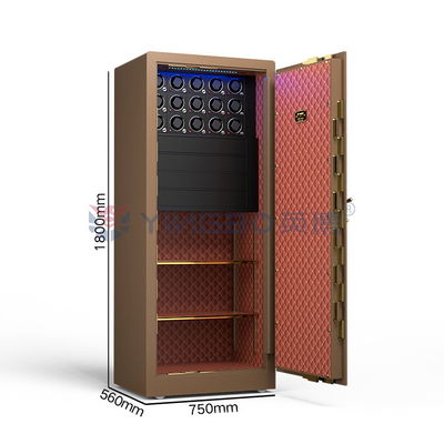 Solid Steel Jewelry Watch Winder Safe Box Biométrico Bloqueio de impressões digitais