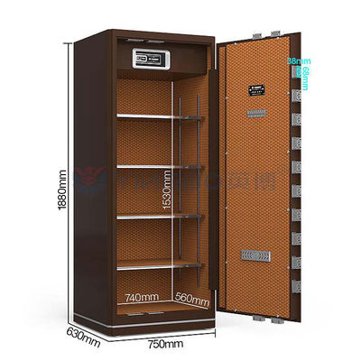 Patenteada caixa de segurança para casa com duplo T Bolts com tecnologia de reconhecimento de impressões digitais e sistema de alarme duplo YB/N6-180