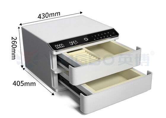 Casa Impressões digitais Bloqueio de couro revestido de jóias caixa de segurança de aço sólido Auto-abre