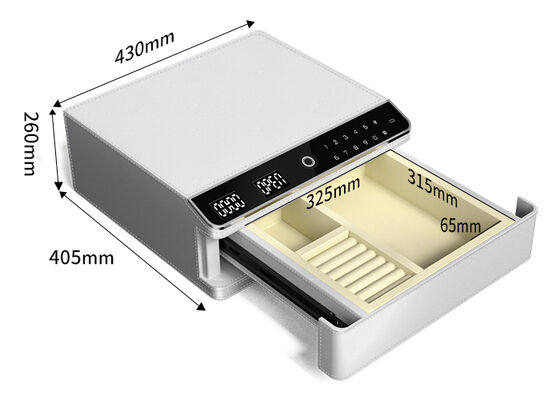 Caixa de segurança de jóias de pequeno porte coberta de couro com sistema automático pop-up e trilho deslizante de metal