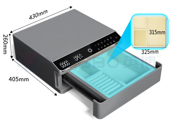 Caixa de segurança de jóias revestida de couro com alarme duplo e abertura automática, única camada