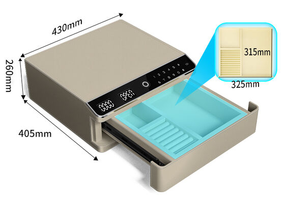 Segredo de jóias de couro de camada única com fechadura biométrica e corpo de aço
