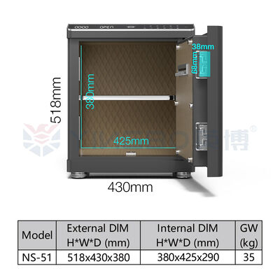 Caixa Forte Inteligente de Aço Sólido com Gaveta Ativada por Movimento e Fechadura Biométrica com Alarme Duplo