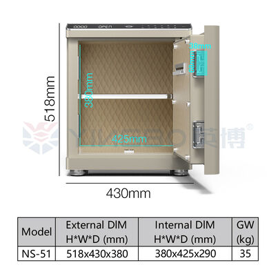 Caixa de segurança biométrica inteligente de aço sólido alarme duplo porta USB Iluminação LED